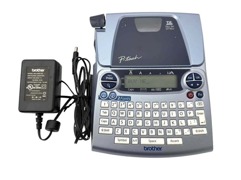 Brother PT-1880 P-Touch Deluxe Label Maker w/2 Fonts w/ Power Cord TESTED WORKS